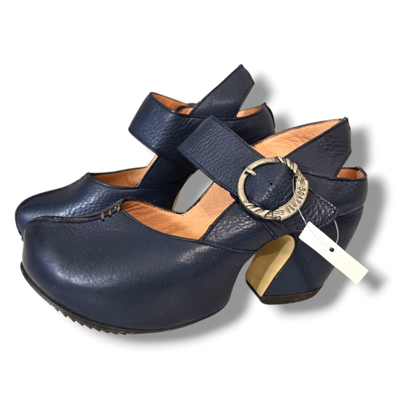 John Fluevog Prepare Guide Mary Jane platform heel 8/8.5 Blue Fairy Grunge - Picture 1 of 16